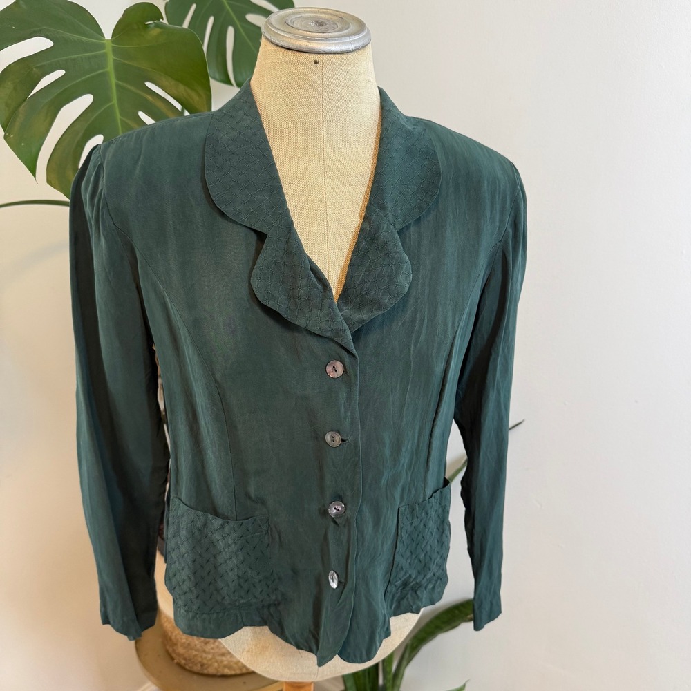 Rabbit Rabbit Rabbit‎ Designs Women's Green Button Up Blazer Jacket